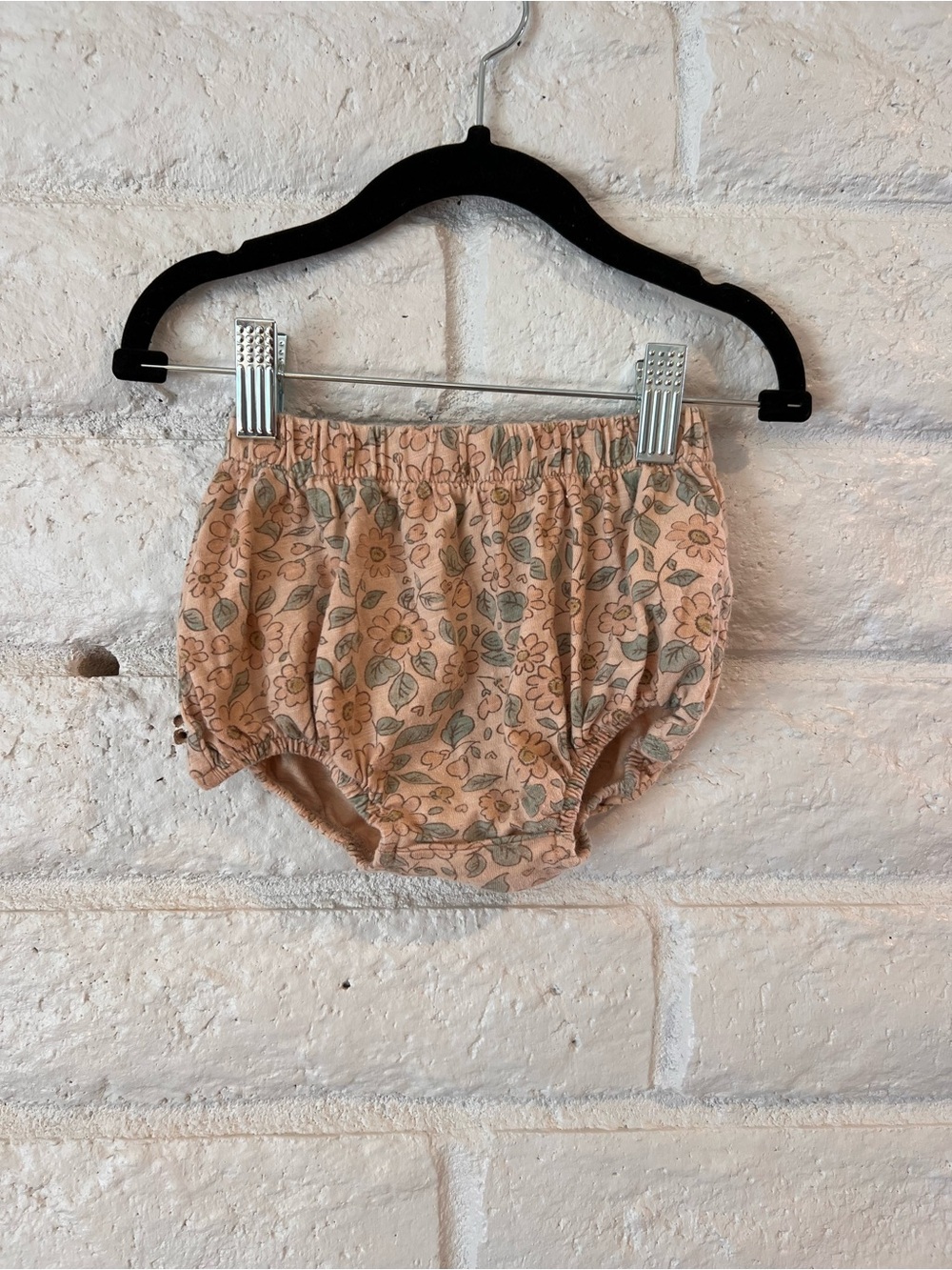 Rylee + Cru Peach Floral Diaper Cover with Green Leaf Accents